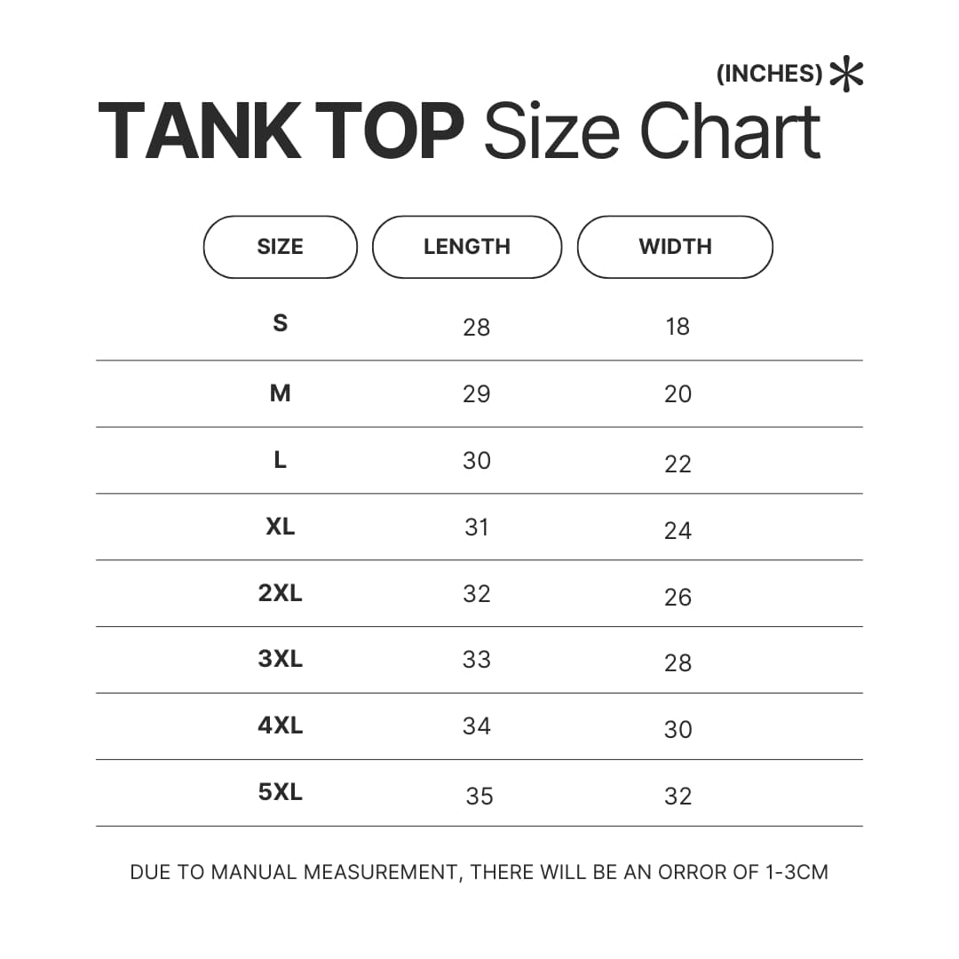 Tank Top Size Chart - Ergo Proxy Merch