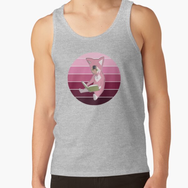 Monochrome Rainbow Pino From Ergo Proxy Pino Reading A Book Tank Top - Image 3