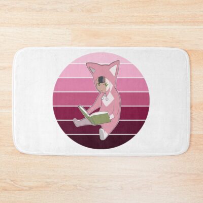 Monochrome Rainbow Pino From Ergo Proxy Pino Reading A Book Bath Mat
