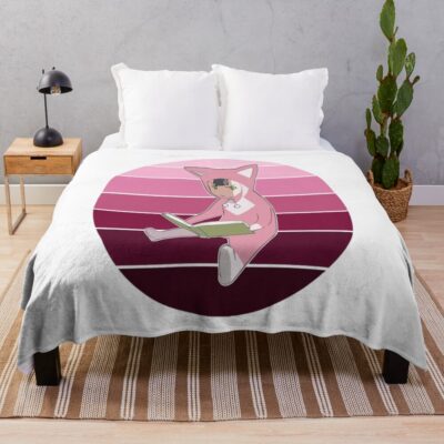 Monochrome Rainbow Pino From Ergo Proxy Pino Reading A Book Throw Blanket