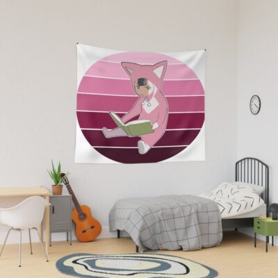 Monochrome Rainbow Pino From Ergo Proxy Pino Reading A Book Tapestry