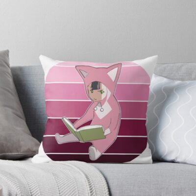 Monochrome Rainbow Pino From Ergo Proxy Pino Reading A Book Throw Pillow